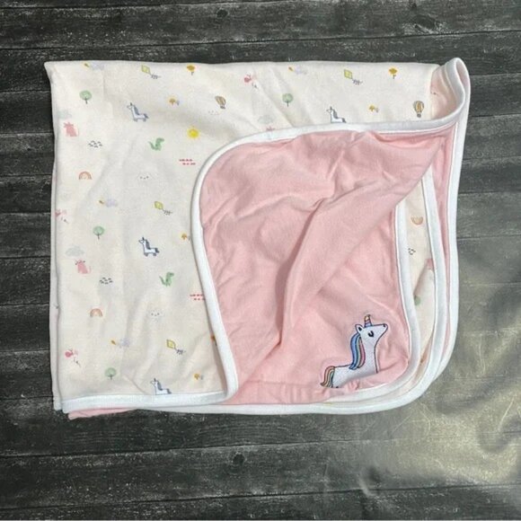 GYMBOREE UNICORN RAINBOWS JERSEY KNIT RECEIVING LOVEY BLANKET - Picture 1 of 8